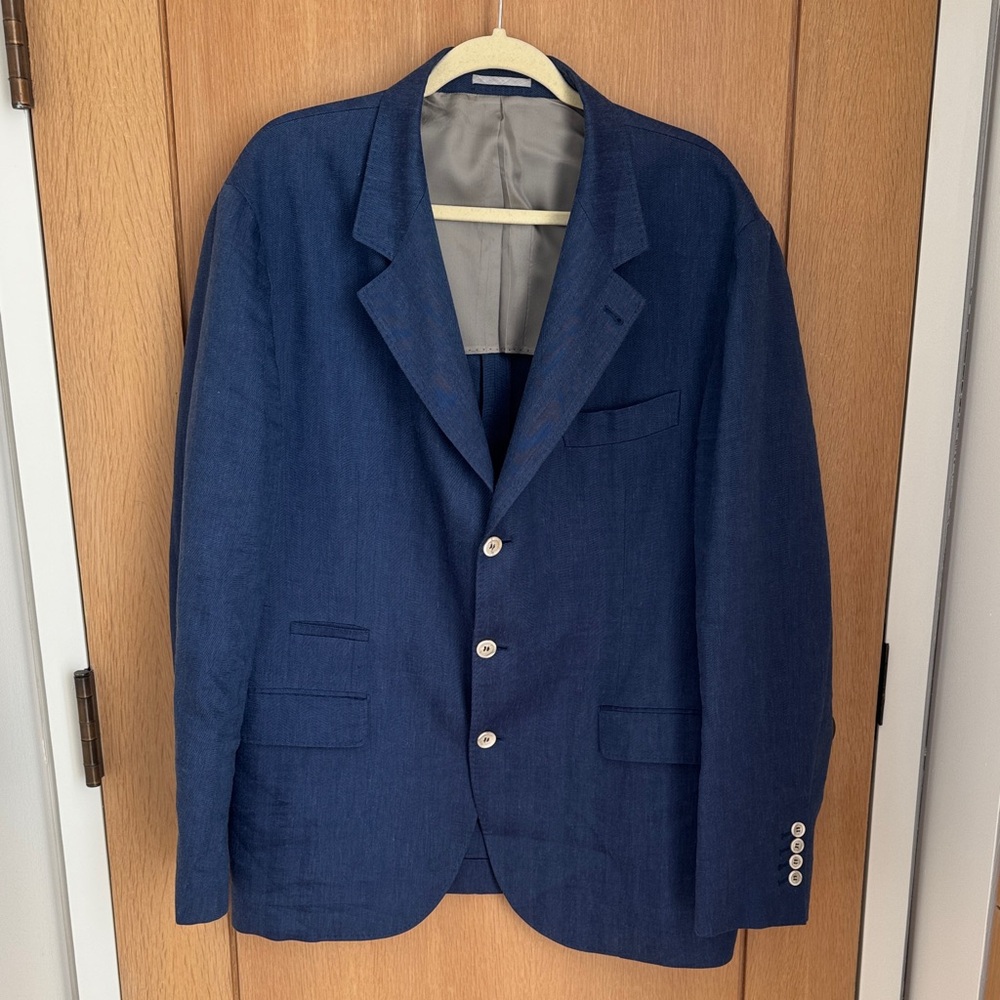 Brunello Cucinelli Men's Blazer - Three-Button Tailored Jacket Linen/Virgin Wool
